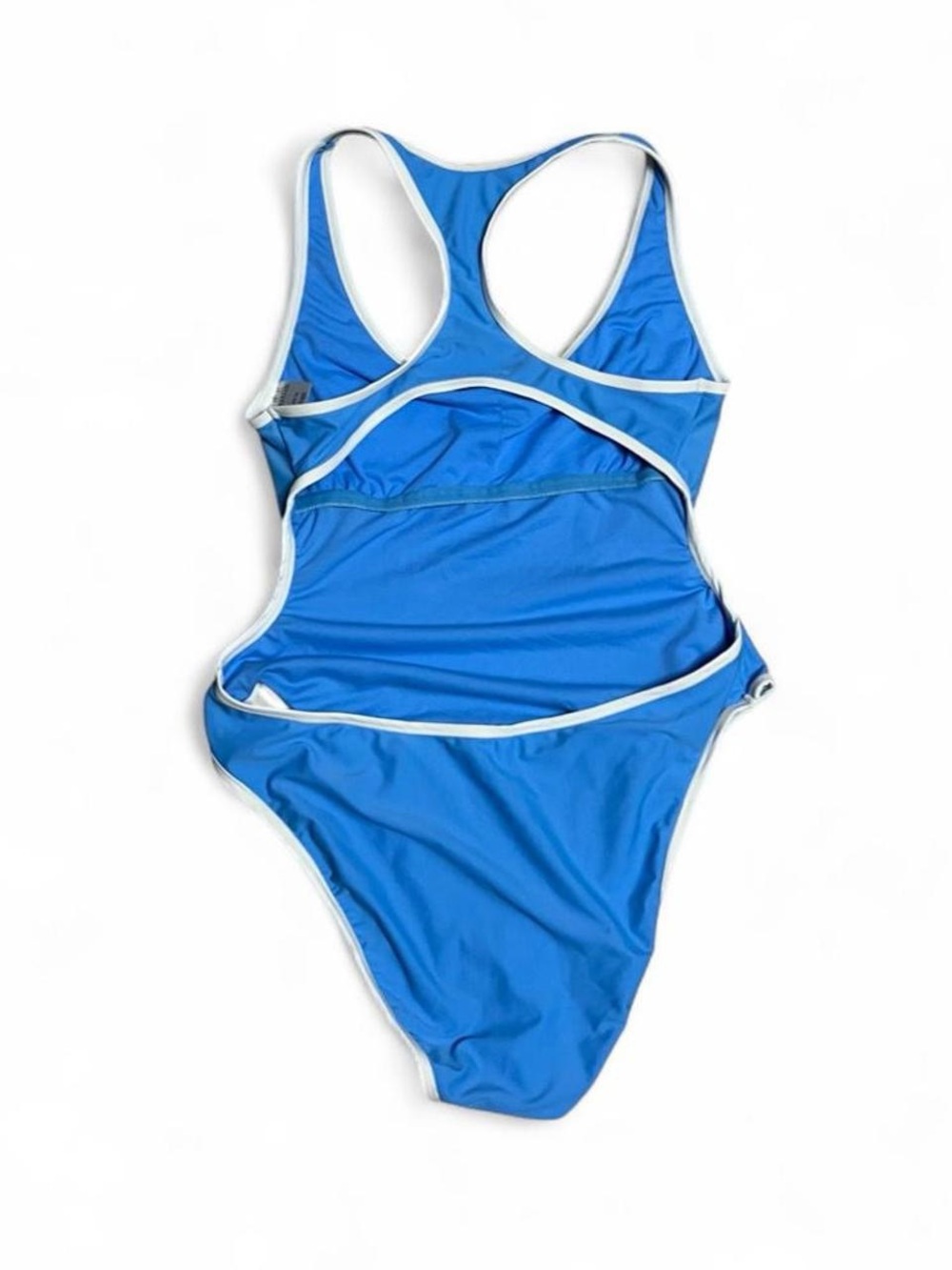 wild fable Blue One-Piece Racerback Swimsuit with White Trim